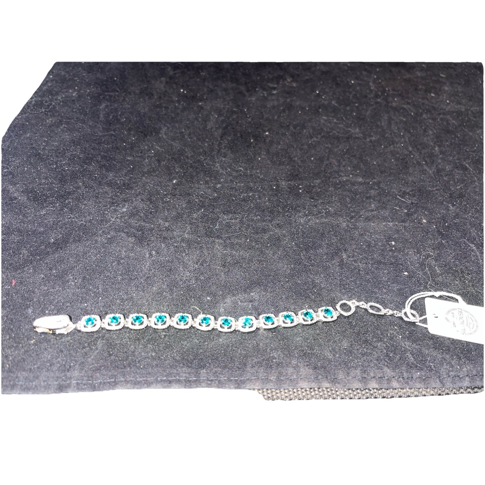 Blue Crystal And 925 Silver Swarovski Tennis Bracelet